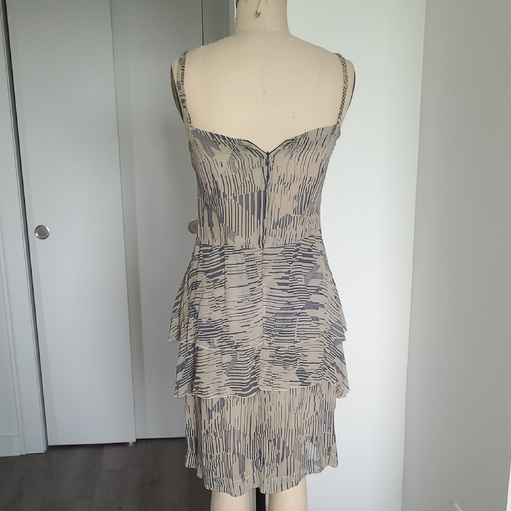 Chic Beige and Blue Strappy Mini Dress - Picture 3 of 6